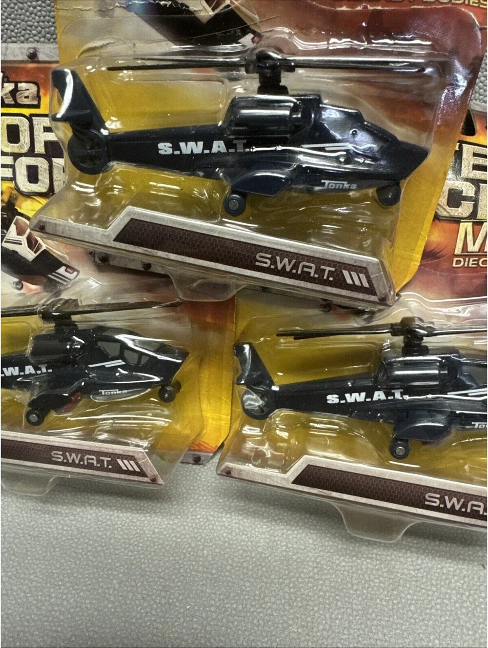 Tonka Metal SWAT Team Helicopter Lot Of 3 Copter Force 1/64 S.W.A.T. Not Mint